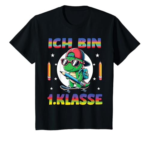 Einschulung 2025 "Ich Bin 1. Klasse Dinosaurier T-Rex Jungs T-Shirt von Schulanfang Einschulungsgeschenke Jungen Mädchen