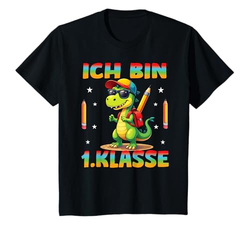 Einschulung 2025 "Ich Bin 1. Klasse Dinosaurier T-Rex Jungs T-Shirt von Schulanfang Einschulungsgeschenke Jungen Mädchen