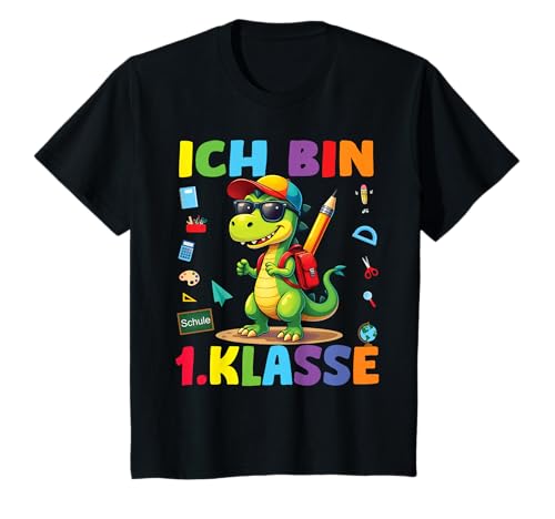 Einschulung 2025 "Ich Bin 1. Klasse" Dino Jungs Dinosaurier T-Shirt von Schulanfang Einschulungsgeschenke Jungen Mädchen