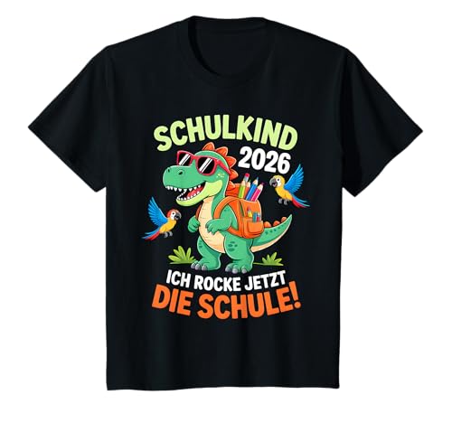 Kinder Einschulung 2026 Schulstart 1. Klasse Dino T Rex Jungen T-Shirt von Schulanfang Einschulungsgeschenke Jungen Mädchen
