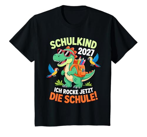 Kinder Einschulung 2027 Schulstart 1. Klasse Dino T Rex Jungen T-Shirt von Schulanfang Einschulungsgeschenke Jungen Mädchen