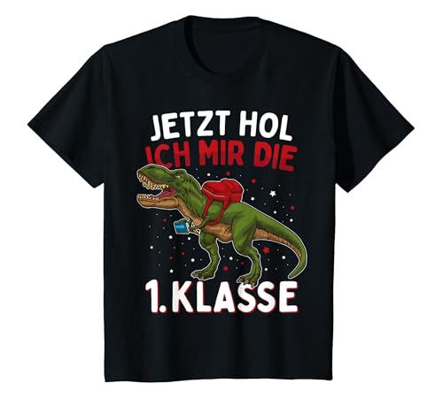 Kinder Einschulung 2024 Dinosaurier Jetzt Hol Ich Mir Die 1. Klasse T-Shirt von Schulanfang Einschulungsgeschenke Jungen