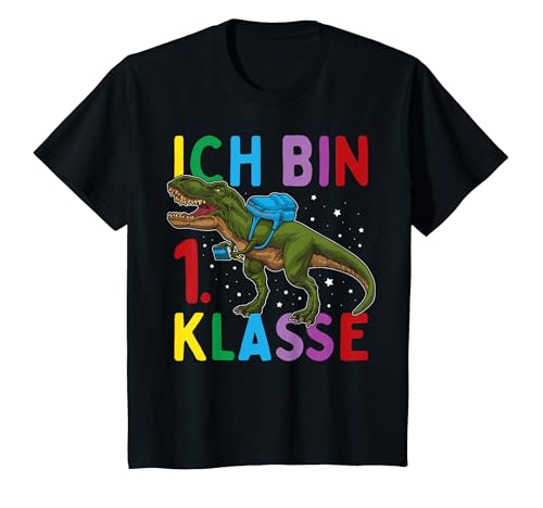 Kinder Einschulung 2024 Dinosaurier "Ich Bin 1. Klasse" Lustiges T-Shirt von Schulanfang Einschulungsgeschenke Jungen