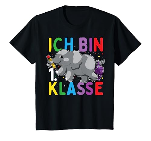 Kinder Einschulung 2024 Elefant "Ich bin 1. Klasse" Schule T-Shirt von Schulanfang Einschulungsgeschenke Jungen