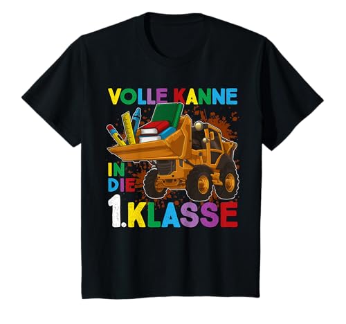 Einschulung 2025 für Jungen Traktor VOLLE KANNE 1. KLASSE T-Shirt von Schulanfang Einschulungsgeschenke Jungen