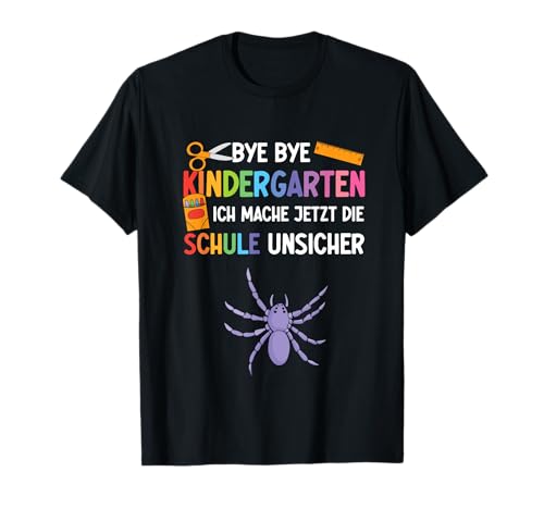 Einschulung Schule Junge Mädchen Spinne Schulkind T-Shirt von Schulanfang Mädchen Geschenk Einschulung Junge