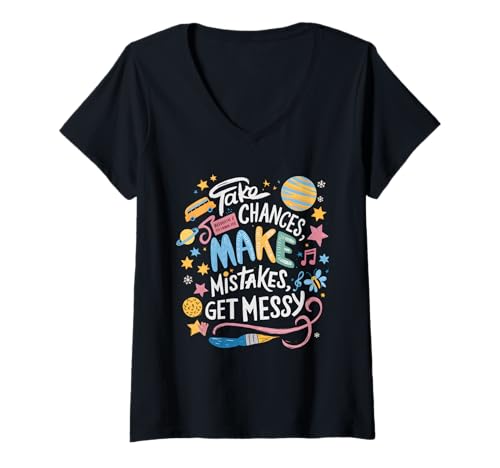 Damen Schulanfang Tshirt Kinder Schüler Schule Lehrer Teacher T-Shirt mit V-Ausschnitt von Schulanfang Tshirt Herren Damen Schule Schüler