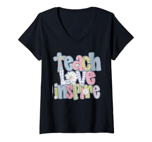 Damen Schulanfang Tshirt Kinder Schüler Schule Lehrer Teacher T-Shirt mit V-Ausschnitt von Schulanfang Tshirt Herren Damen Schule Schüler