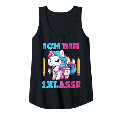Damen Einschulung 2025 "Ich Bin 1. Klasse Schulkind Einhorn Tank Top von Schulanfang Unicorn Einschulungsgeschenke Mädchen
