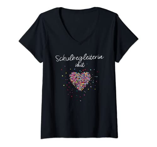 Damen Schulbegleiterin mit Herz Kinder Kinderhilfe Jugendhilfe T-Shirt mit V-Ausschnitt Damen Schulbegleiterin mit Herz Kinder Kinderhilfe Jugendhilfe T-Shirt mit V-Ausschnitt von Schulbegleiterin Kinder Kinderhilfe Geschnk