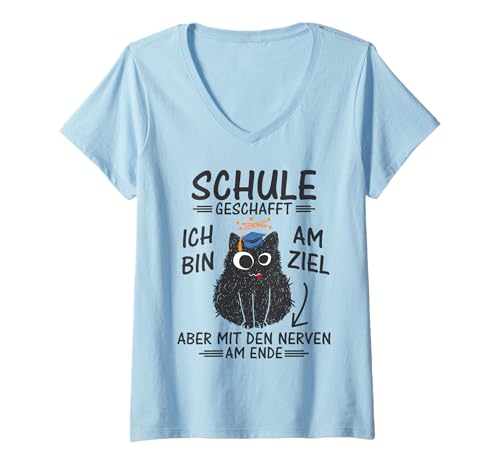 Damen Schulabschluss Abitur Realschule Hauptschule Schule 2025 T-Shirt mit V-Ausschnitt von Schule Abschluss 2025 Schulende