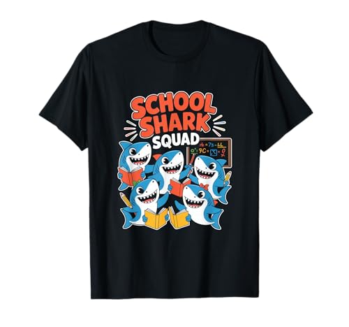 School Shark Squad Schulhai Team Schule Kinder Lernen T-Shirt von Schulhai Mannschaft Schule Lesen Mathe Kinder Team