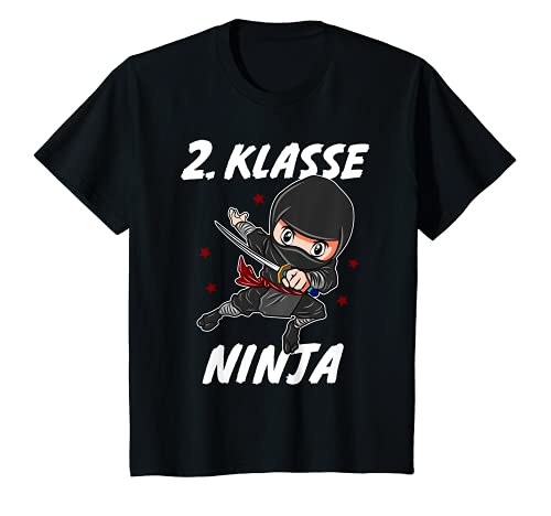 Kinder 2. Schuljahr - 2. Klasse Ninja Grundschule ABC-Schütze T-Shirt von Schulkind 2021 Geschenk Jungen Mädchen Ninja