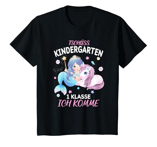 Kinder Einschulung 2024 Mädchen Meerjungfrau tschüss Kindergarten T-Shirt von Schulkind 2024 Mädchen Erstklässler Geschenke
