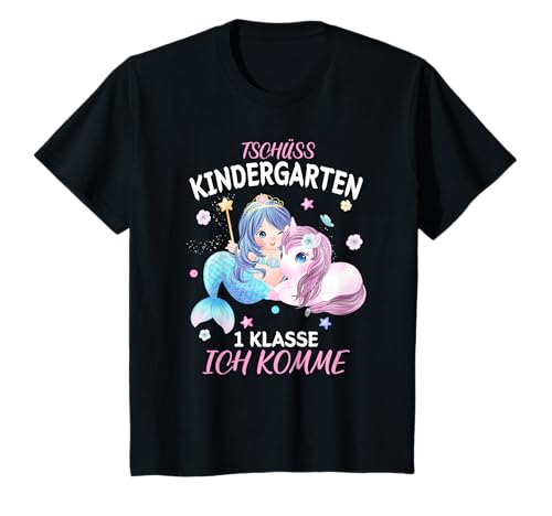 Einschulung 2025 Mädchen Meerjungfrau tschüss Kindergarten T-Shirt von Schulkind 2025 Mädchen Erstklässler Geschenke