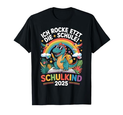 Schulkind 2025 Regenbogen Mädchen Einschulung 2025 Mädchen T-Shirt Schulkind 2025 Regenbogen Mädchen Einschulung 2025 Mädchen T-Shirt von Schulkind 2025 Dino T-Rex Cool Einschulung Erste