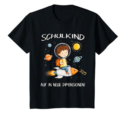 Kinder Schulkind 2025 Weltraum Rakete Junge Einschulung Astronaut T-Shirt von Schulkind 2025 Einschulung 1. Klasse Schulanfang