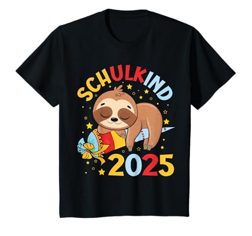 Kinder Schulkind 2025 Faultier Einschulung Schultüte Lustig T-Shirt von Schulkind 2025 Einschulung Faultier Geschenk