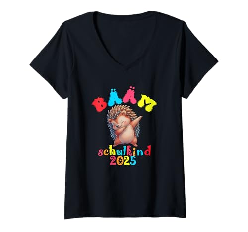 Damen BÄÄM Schulkind 2025 Igel Dab Einschulung 1. Klasse T-Shirt mit V-Ausschnitt Damen BÄÄM Schulkind 2025 Igel Dab Einschulung 1. Klasse T-Shirt mit V-Ausschnitt von Schulkind 2025 Einschulung Igel Dab Grundschule