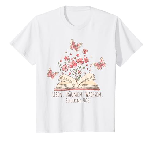 Kinder Schulkind 2025 T-Shirt für Mädchen mit Schmetterlingen T-Shirt Kinder Schulkind 2025 T-Shirt für Mädchen mit Schmetterlingen T-Shirt von Schulkind 2025 Mädchen Edition – Lesen & Träumen