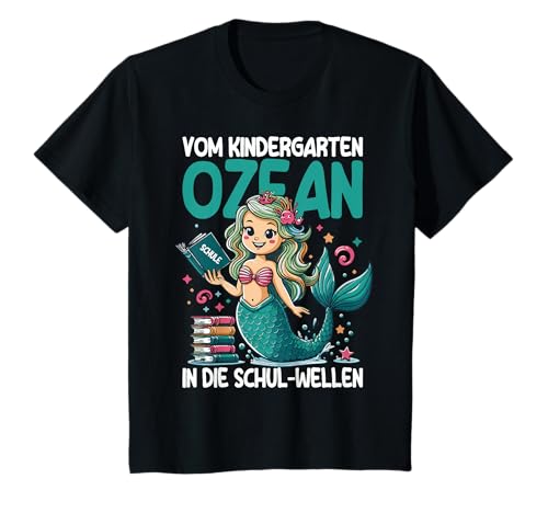 Kinder Schulkind 2025 Mädchen Meerjungfrau tschüss Kindergarten T-Shirt von Schulkind 2025 Mädchen Schulanfang 1. Klasse
