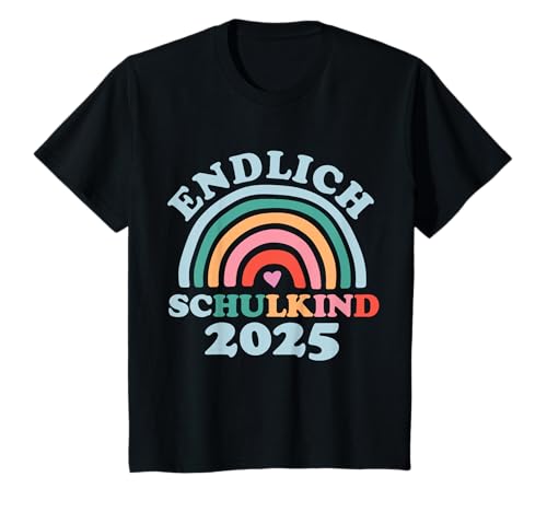 Kinder Schulkind 2025 Regenbogen Mädchen Einschulung Süß T-Shirt von Schulkind 2025 Regenbogen Mädchen Einschulung Süß