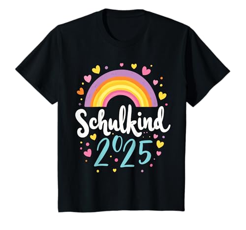 Kinder Schulkind 2025 Regenbogen süß Mädchen Einschulung 1. Klasse T-Shirt von Schulkind 2025 Regenbogen Mädchen Einschulung