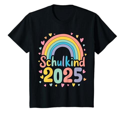 Kinder Schulkind 2025 Regenbogen süß Mädchen Einschulung 1. Klasse T-Shirt von Schulkind 2025 Regenbogen Mädchen Einschulung
