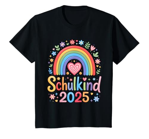Regenbogen Schulanfang Einschulung Schulkind 2025 Mädchen T-Shirt von Schulkind Kitaabgänger Erste Klasse Mädchen 2025