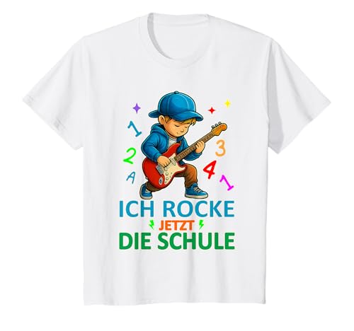 Kinder Ich Rocke jetzt die Schule - Gitarrenspieler Schulanfang T-Shirt Kinder Ich Rocke jetzt die Schule - Gitarrenspieler Schulanfang T-Shirt von Schulkind Schulstart Rock Musik Kinder Designs
