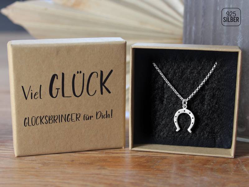Hufeisen Anhänger Und Halskette Aus 925 Silber in Hochwertiger Geschenkschachtel Mit Passendem Text von SchutzengelGeschenke