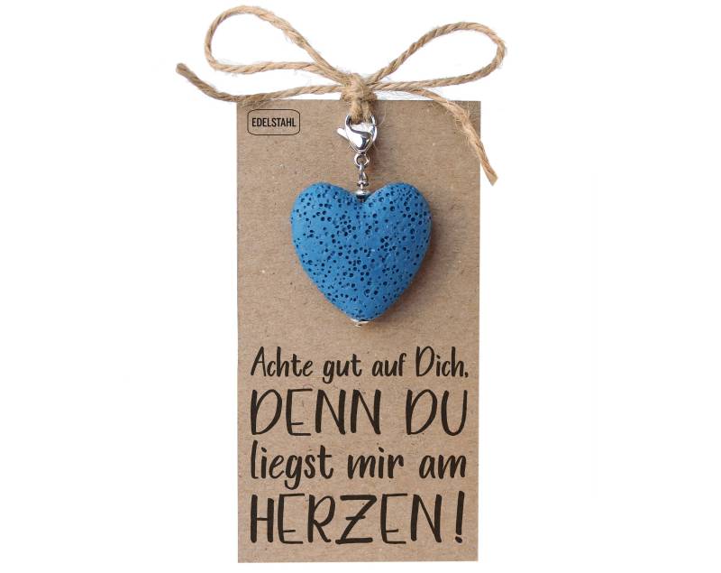 Lava Herz Kettenanhänger Blau Geschenk Schlüsselanhänger Taschenanhänger Freundin Mama Geburtstag von SchutzengelGeschenke