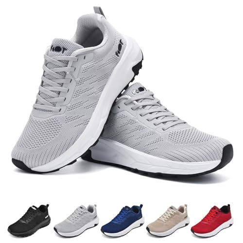 Schuvox Laufschuhe Herren Damen Turnschuhe Breite Hallenschuhe Bequem Straßenlaufschuhe Gymnastikschuhe Atmungsaktiv Sportschuhe rutschfest Joggingschuhe Sommer Sport Schuhe Grau 40 von Schuvox