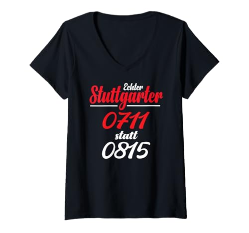 Damen Stuttgart T-Shirt Stuggi 0711 Schwabenland Männer Frauen T-Shirt mit V-Ausschnitt Damen Stuttgart T-Shirt Stuggi 0711 Schwabenland Männer Frauen T-Shirt mit V-Ausschnitt von Schwaben & Stuttgarter Outfit Bekleidung