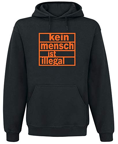 Kein Mensch Ist Illegal Kapuzenpullover (M, schwarz) von Schwabendruck
