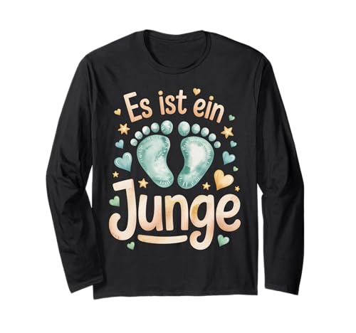 Damen Schwanger Werdende Mama Es Wird EIN Junge Babyfüße Langarmshirt von Schwanger Baby Geschlecht Junge Mädchen Mama Mami