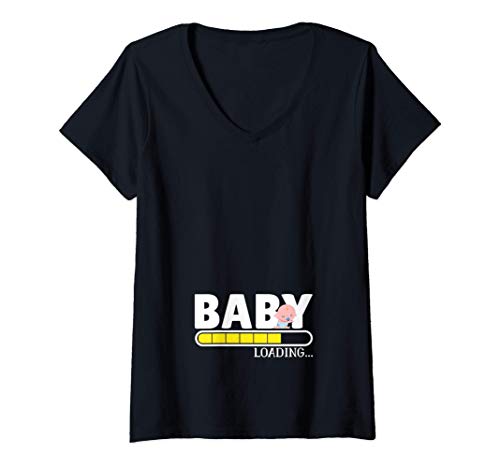 Damen Witziges Baby Loading Lädt - Umstandsshirt Mutterschaft T-Shirt mit V-Ausschnitt Damen Witziges Baby Loading Lädt - Umstandsshirt Mutterschaft T-Shirt mit V-Ausschnitt von Schwanger Mama Schwangerschaft Kleidung Geschenk
