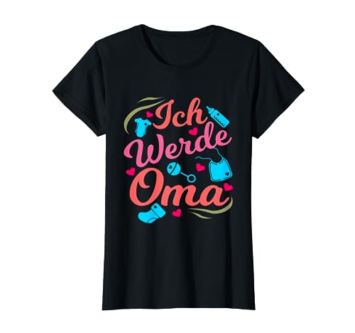 Ich Werde Oma Großmutter Baby Ankündigung Verkündung Omi T-Shirt von Schwangerschaft Mitteilung Geschenk