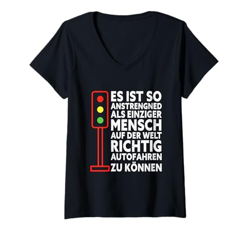 Damen Anstrengend Als Einziger Richtig Autofahren Zu Können T-Shirt mit V-Ausschnitt Damen Anstrengend Als Einziger Richtig Autofahren Zu Können T-Shirt mit V-Ausschnitt von Schwangerschaft Schwanger Werdende Mutter Design