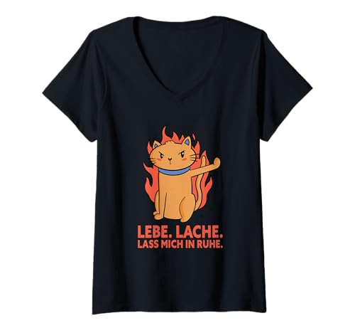 Damen Lebe Lache Lass Mich In Ruhe T-Shirt mit V-Ausschnitt Damen Lebe Lache Lass Mich In Ruhe T-Shirt mit V-Ausschnitt von Schwangerschaft Schwanger Werdende Mutter Design
