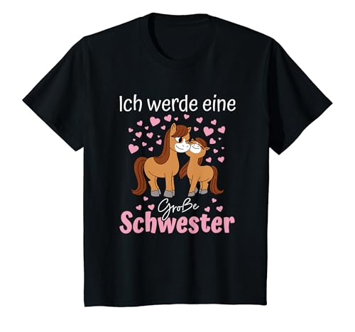 Kinder Große Schwester 2024 Ich werde eine große Schwester Pferd T-Shirt von Schwangerschaft Verkünden Geschenk Geburt