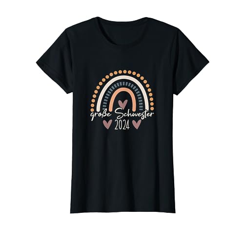 Große Schwester 2024 Boho Regenbogen Baby Mädchen T-Shirt von Schwangerschaft Verkündung Baby Geschenk Geburt