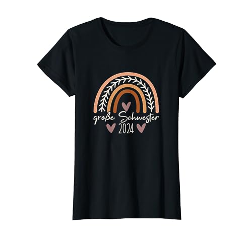 Große Schwester 2024 Boho Regenbogen Baby Mädchen T-Shirt von Schwangerschaft Verkündung Baby Geschenk Geburt