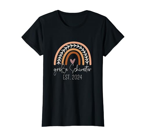 Große Schwester Est 2024 Boho Regenbogen Baby Mädchen T-Shirt von Schwangerschaft Verkündung Baby Geschenk Geburt