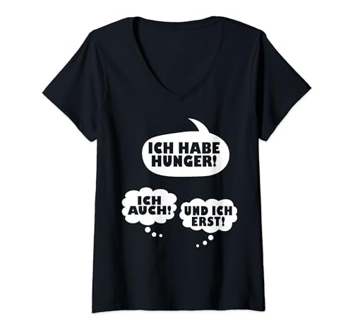Damen Ich Habe Hunger Schwangere Mama Zwillinge Schwangerschaft T-Shirt mit V-Ausschnitt von Schwangerschaft Werdende Mama Schwanger Geschenke