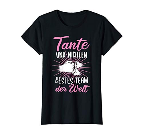 Damen Tante und Nichten bestes Team der Welt zweifache Tante Patin T-Shirt von Schwangerschaft verkünden Tante Nichte Geschenk