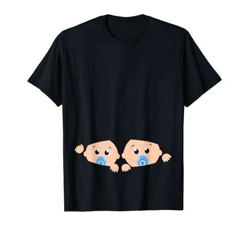 Zwillinge Lustiges Baby im Bauch Schwangerschaft T-Shirt von Schwangerschaft verkünden Überraschung Papa