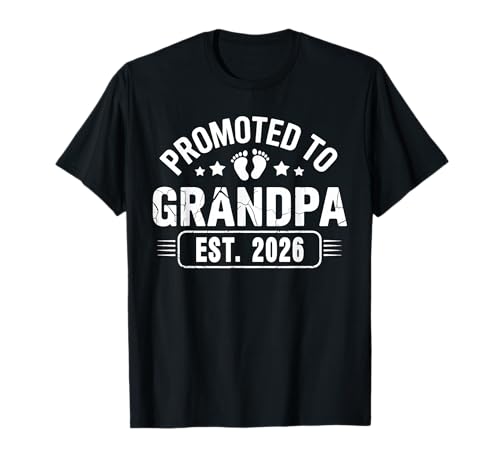 Promoted to Grandpa Est. 2026 Geschenk Baby Verkündung Opa T-Shirt von Schwangerschaftsankündigung Familie 2026 Opa