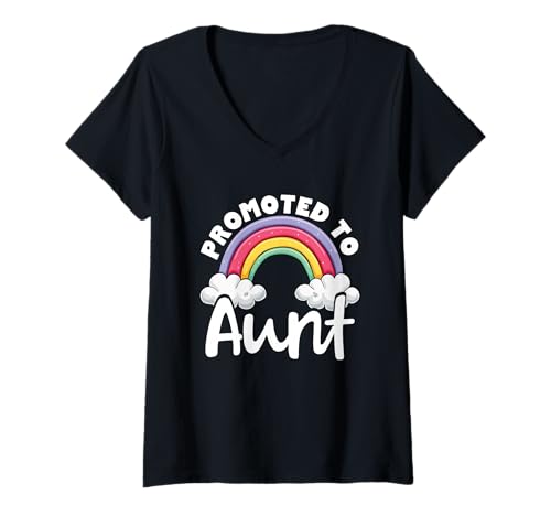 Damen Befördert zur Tante seit 2026 T-Shirt mit V-Ausschnitt von Schwangerschaftsverkündung Geschenk für Tanten