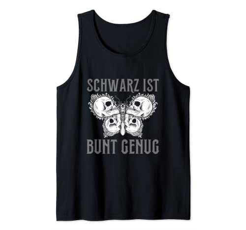 Herren Schwarz Ist Bunt Genug Gothic Lieblings Farbe Schmetterling Tank Top von Schwarz Ist Bunt Genug Sprüche